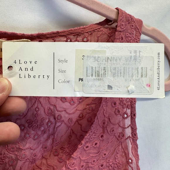 4 Love and Liberty Johnny Was Dress XS Pink Silk Eyelet Sleeveless New No Lining - Picture 6 of 8